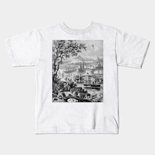 Boats and forests in the old city Kids T-Shirt